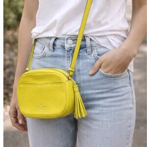 Kate Spade Kourtney Yellow Leather Camera Crossbody Bag Tassel
